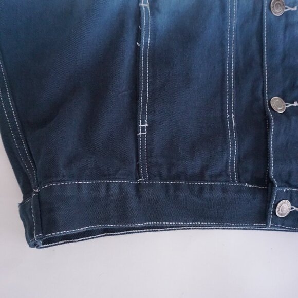 Suamoment Designer White Blue Ombre Button Dill Dyeing Denim Trucker Jacket XL - Picture 7 of 11
